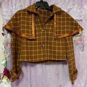 Cape Double Breasted Button Up Jacket